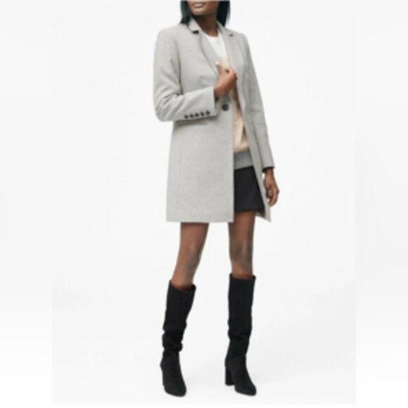 Banana Republic X Mario Bellucci Italian Wool Melton Grey Car Coat 6 Petite - Picture 3 of 15